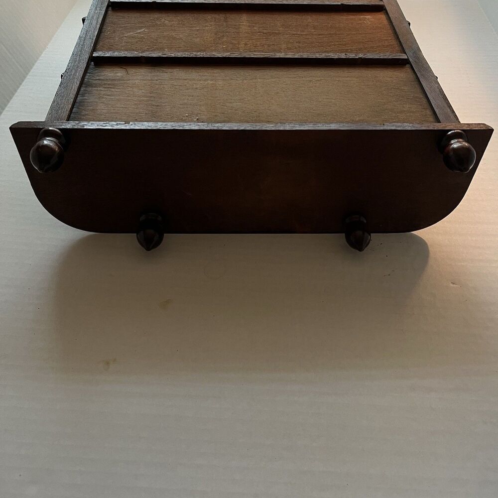 Vintage Small Cabinet Wood 2 Shelves Glass Door Footed Wall Hanging 17" - Picture 11 of 13